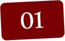 Angled red rectangle with 01 inside over a layered paper background 