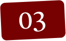 Angled red rectangle with 03 inside over a layered paper background 