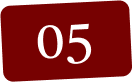 Angled red rectangle with 05 inside over a layered paper background 