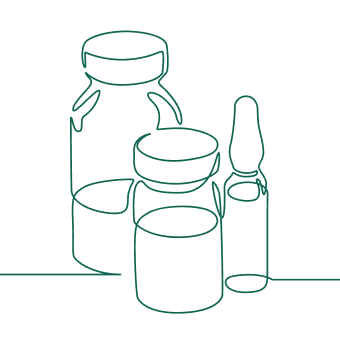 single line drawing of medicine vials