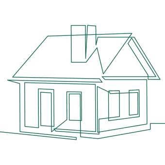 single line drawing of a house