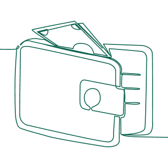 single line drawing of a wallet