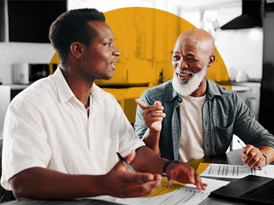 Father and son having a discussion