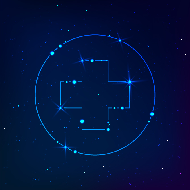 a starry night sky with a constellation of a medical cross