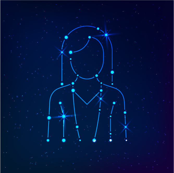 a starry night sky with a constellation of a business woman