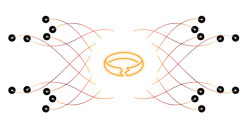 branching points centered around a broken ring icon