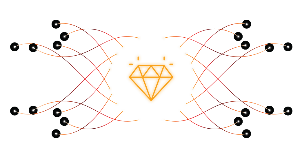 branching points centered around a diamond icon